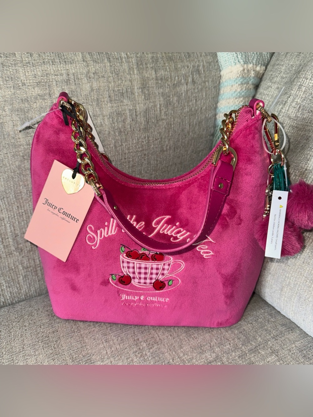 Spill The Juicy Tea Raspberry Tart Sweet Tea Party Shoulder Bag Juicy Couture 🍒🍒